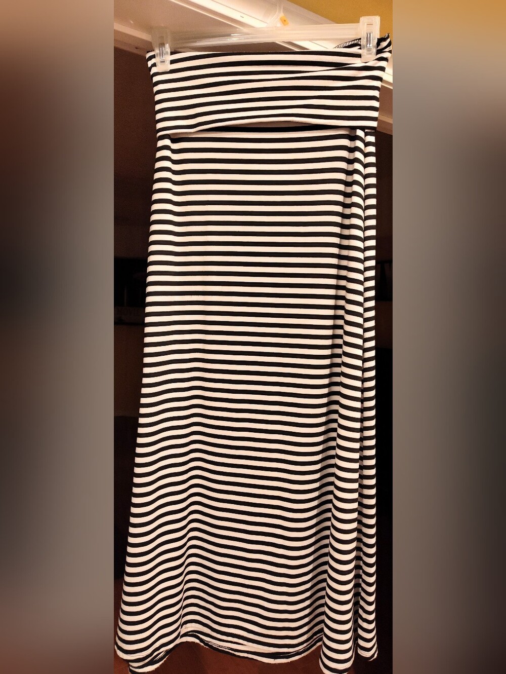 Black & White Striped Maxi Skirt